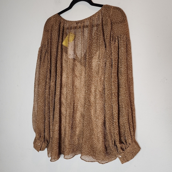 NWT Vince Brown Starry Dot Tie Neck Blouse with camisole. Size XXL. - Picture 7 of 16